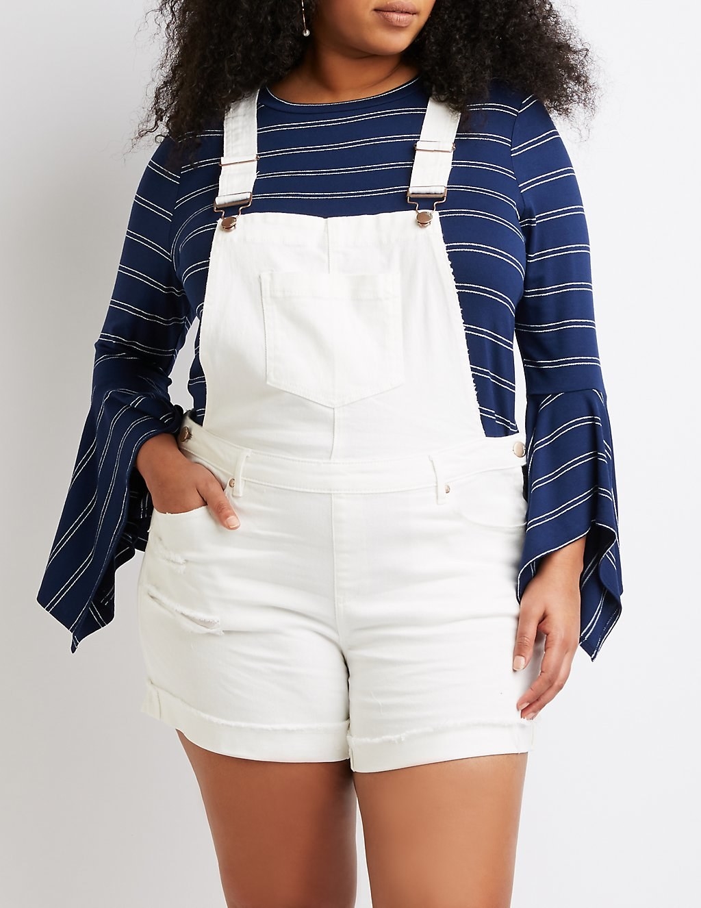 Plus size cheap white overall shorts