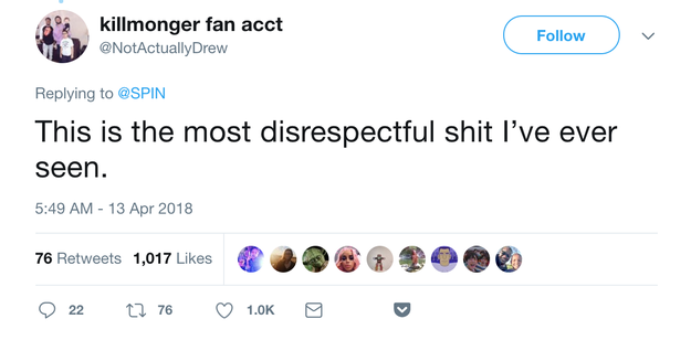 They thought it was extremely disrespectful to both the band and the song, which is widely considered a soul and funk classic.