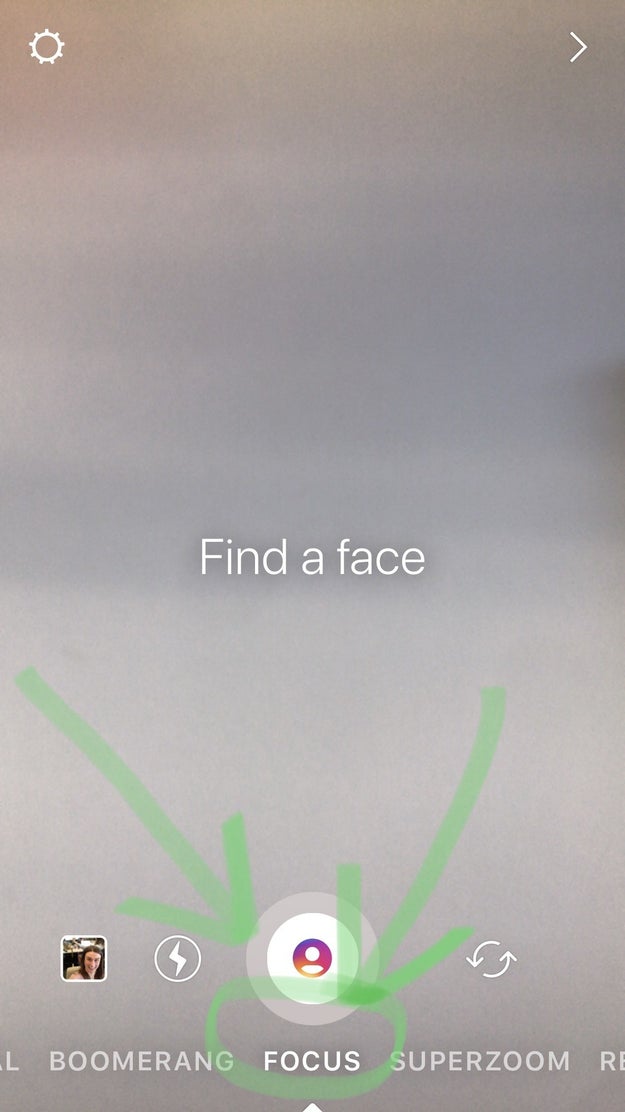 In the Instagram App, go to "Stories," and then go to the bottom where the options for "Live," "Boomerang," etc. are. Swipe left until you see "Focus". Tap it.