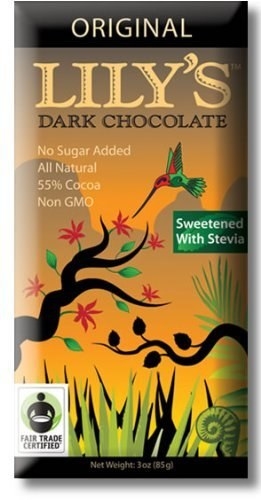 Sweetened with Stevia, Lily's dark chocolate is delicious, creamy, and indulgent. The original flavor Lily’s is made with rich, stevia-sweetened dark chocolate, giving it every bit of the indulgence of other dark chocolates but with no added sugar. Don’t stop at one square. Since it’s sweetened with the botanical sweetener stevia, there’s no need to.