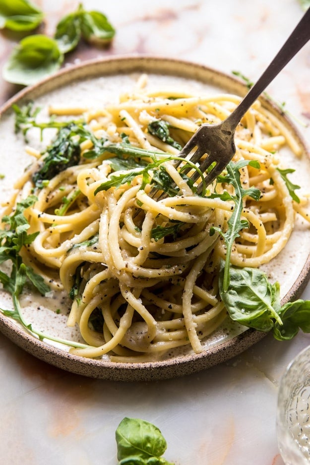 Cacio e Pepe with Arugula with Lemon