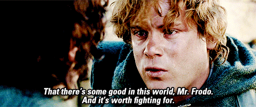 Sam: "That there's some good in this world, Mr. Frodo, and it's worth fighting for."