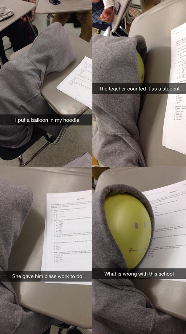 This prankster who brought a "friend" to class: