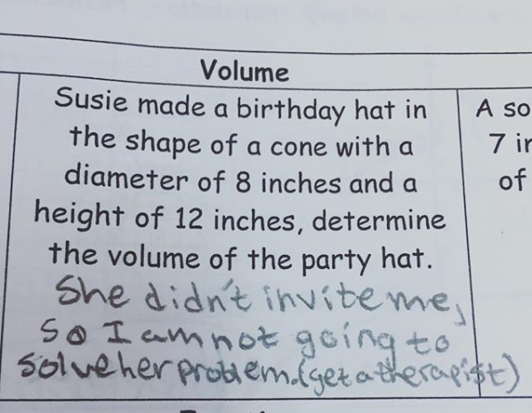 This disgruntled student who focused on the wrong part of the question: