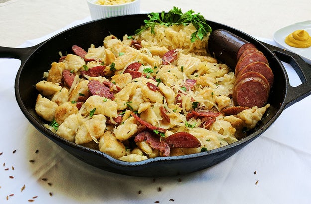 A German beer garden spatzle meal kit to enjoy with a cold, tall glass of your favorite brew because it basically calls for it.