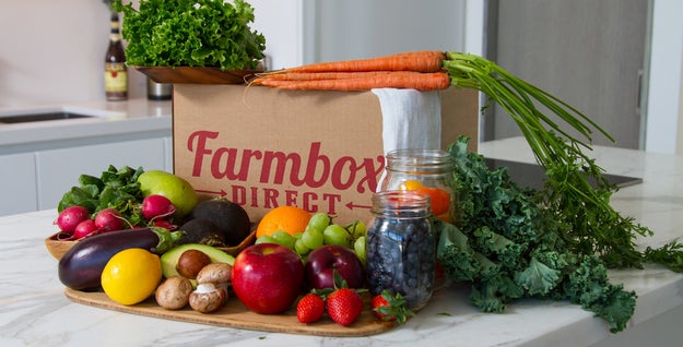 A box filled with 32 fresh mixed fruits and veggies to nosh on raw or utilize in a wide array of nutritious, tasty recipes.