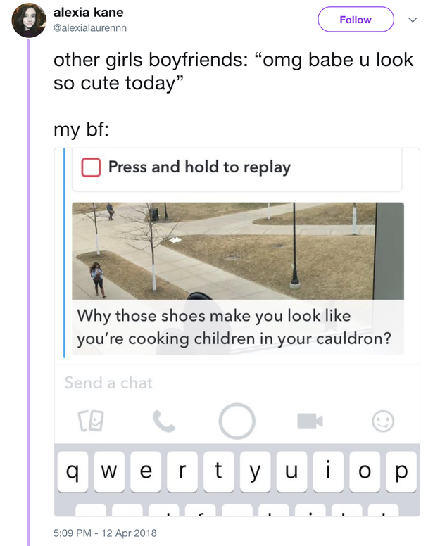 And this boyfriend who roasted his girlfriend's style choices: