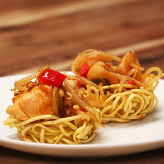 Chicken chow mein nests you'll want to make over and over again.