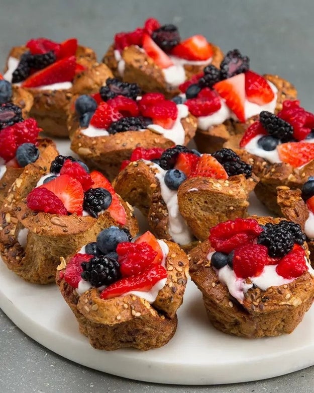 French toast cups that'll be in and out of the muffin tins in time for breakfast.