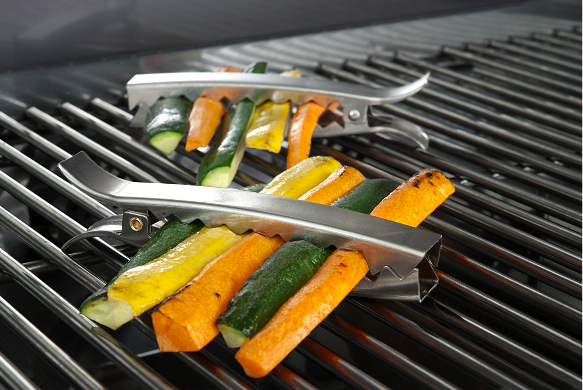 These grill clips to keep your veggies in line and make them easy to flip.