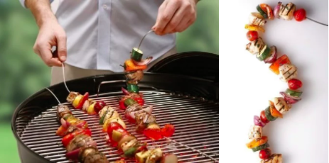 Or these flexible skewers that can free up space on your grill.