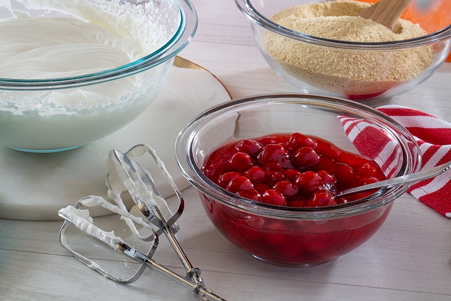 Promising review: "These bowls are PYREX.... what is more awesome than Pyrex??? I am old school and have been using Pyrex stuff for more years than I can count. They are easy to clean, refrigerator-safe, oven-safe, microwave-safe, and freezer-safe. Almost anything you might do in the kitchen is Pyrex compatible. The bowls are fabulous sizes for all my kitchen needs. The plastic lids are all different colors, BPA free, and can be put in the top rack of the dishwasher. The glass is made in the USA and comes with a two year manufacturer warranty.All in all I think this is a great set and well worth the money." —74Price: $17.49