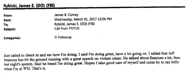 March 1, 2017: “Call from POTUS”