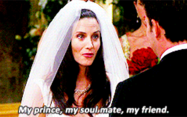Monica appearing to change her mind about the existence of soulmates in a matter of weeks.