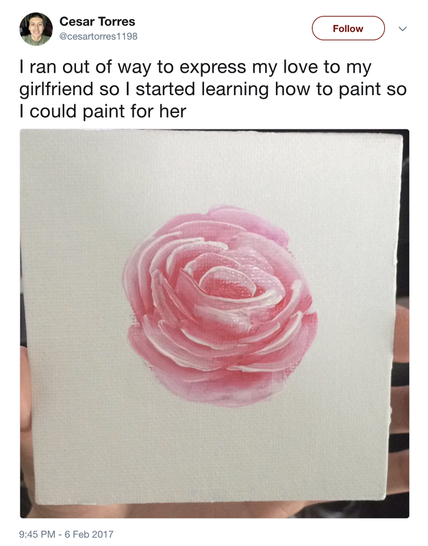 This boyfriend who learned how to paint so that he had another way to express his love for her: