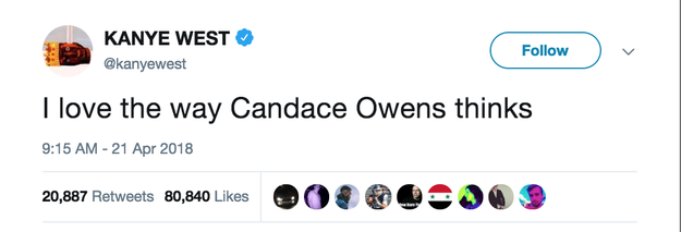 And the tweeting of Adams' videos don't appear to be totally random, either. Over the weekend, West tweeted his support for Candace Owens, a far-right YouTuber that goes by Red Pill Black.