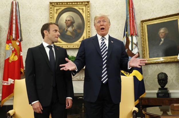 At the start of the photo op, Trump boasted about what a great relationship he had with the French leader. "It's not fake news," he said. "We do have a very special relationship."