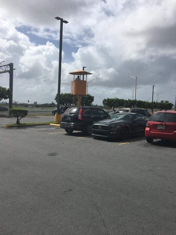 This parking lot watch tower.