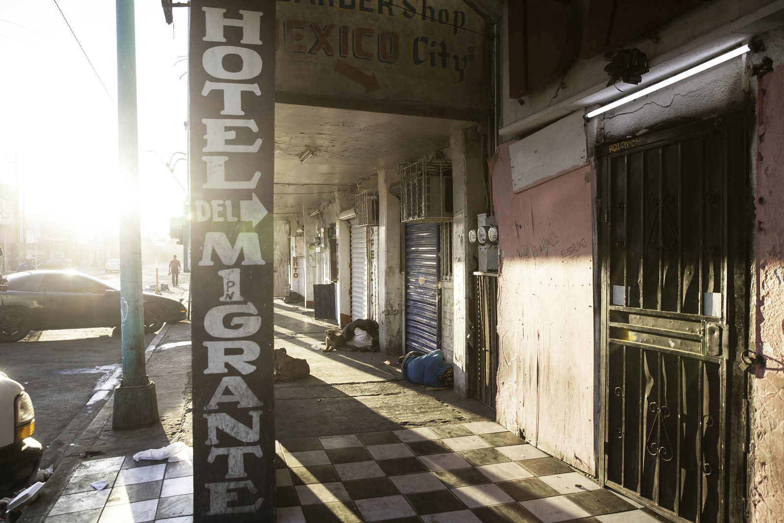 The front of Hotel Del Migrante, a migrant shelter in Mexicali.