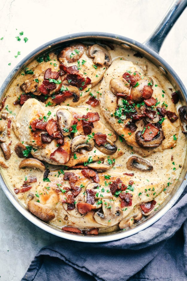 Creamy Balsamic Chicken With Mushrooms and Bacon