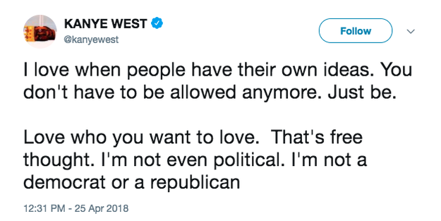 Kanye maintained he's not political and doesn't support either major party.