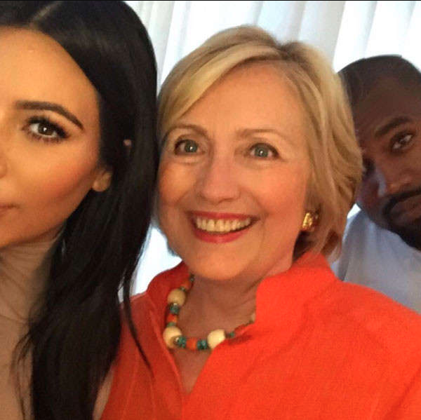 It was Kim, you may remember, who once took a selfie during the election with Hillary Clinton and Kanye with the caption, "#HillaryForPresident."