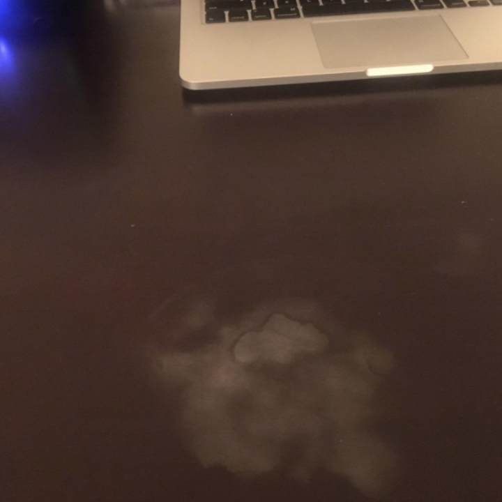 a heat stain on a table 