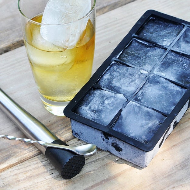 A pair of silicone ice cube trays flexible enough for easy release and large enough so you won't blink and have a watered-down drink.