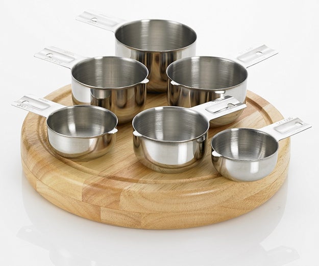 A family of stainless-steel measuring cups you can portion heavy ingredients with and throw in the wash without the measurement going MIA.