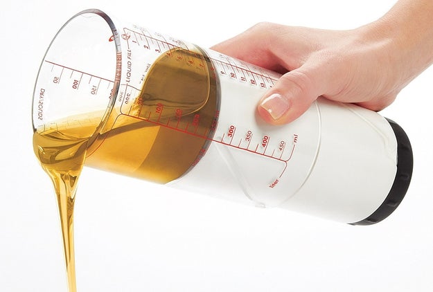 An adjustable measuring cup to make the most of sticky ingredients so you don't end up with 1/4 cup of honey left in the cup.