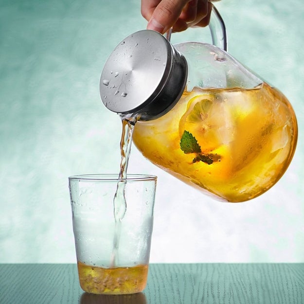 A glass pitcher with an easy-pour spout and comfy handle that'll ~handle~ itself with temps up to 300 ℉ so pouring boiling water into it will be NBD.