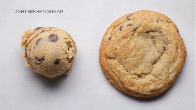 Cookies made with light brown sugar spread less. They're also chewier and have a bit more flavor.