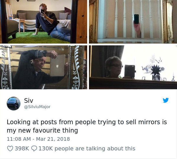 people taking pictures in mirrors they are selling