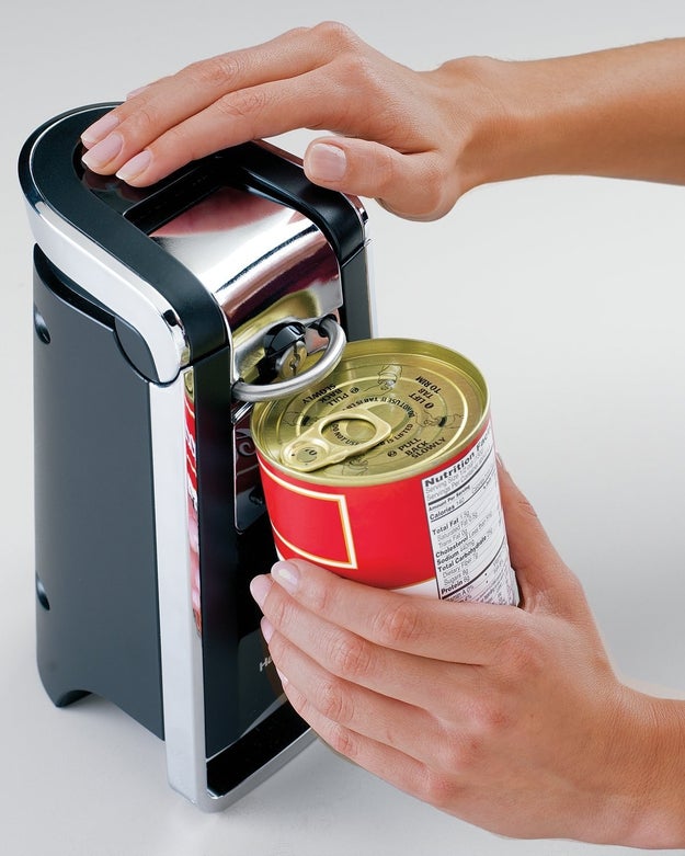 An electric can opener because you should be doing better things with your time than fooling with a hand-crank model or sharp edges.