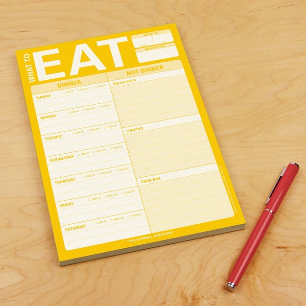 A meal planner, so you don't have to drain 50% of your energy on a Chopped-style scavenger hunt in your kitchen every time you get home from work.