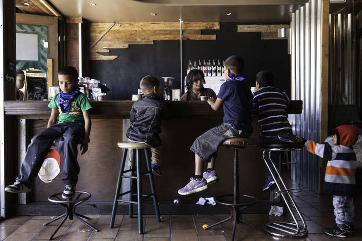 Children at a cafÃ© in Tijuana, Mexico, as family members speak to an attorney about seeking aslyum in the United States.