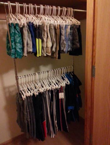 two rows of clothing in a reviewer's closet