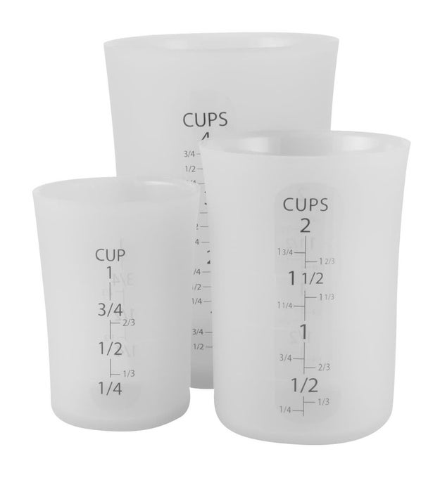 Flexible measuring cups to make pouring ingredients (wet and dry) so much easier.