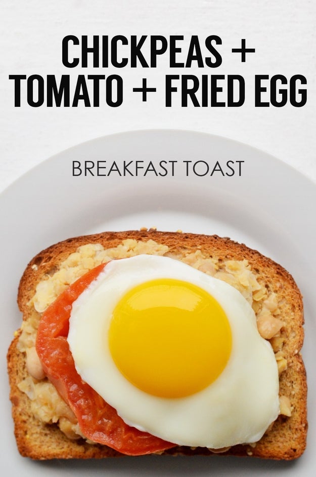 Mashed Chickpeas, Tomato, and Fried Egg Toast