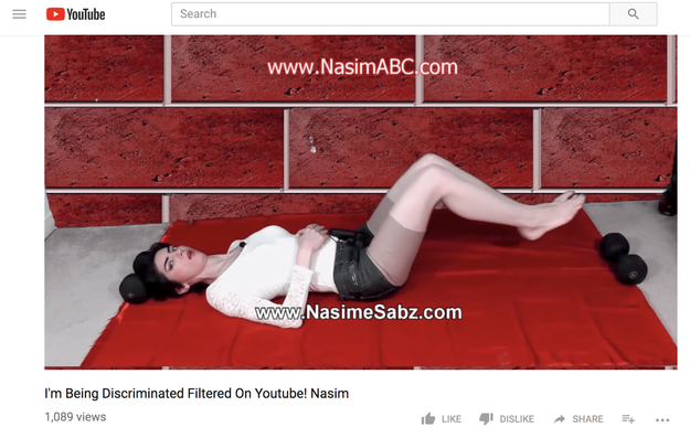 Aghdam said a video featuring her doing exercises had been "age restricted" by "close-minded YouTube employees."