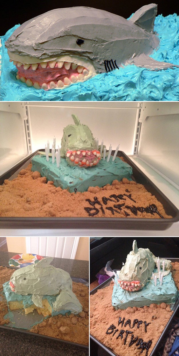 This cake that looks more like a piranha than a shark: