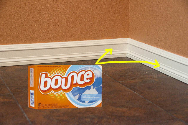 The Bounce box with arrows pointing to baseboards