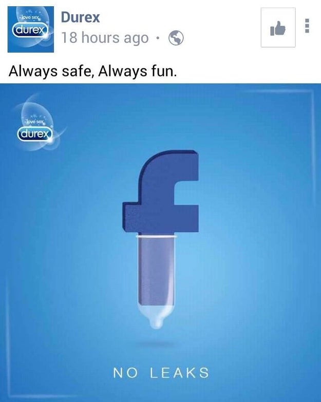 This condom ad on Facebook tried it: