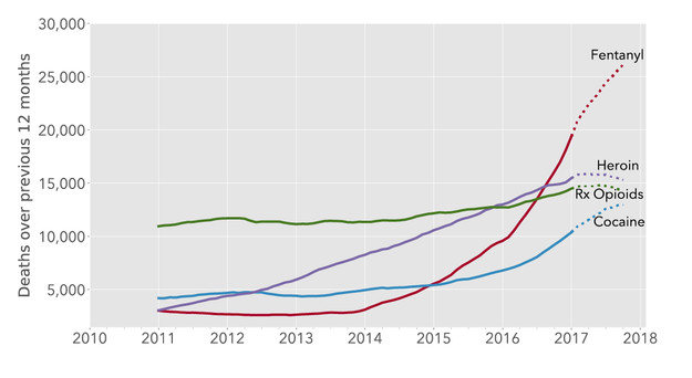 Overdose deaths by drug type