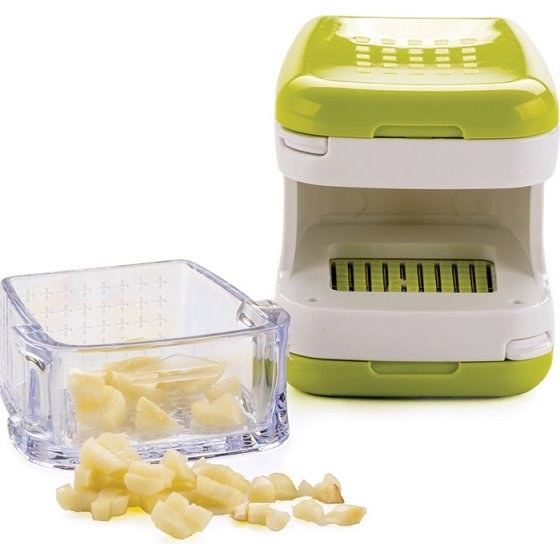 A chopping cube for peeling and dicing garlic, and keeping your fingers from smelling for the rest of the day.