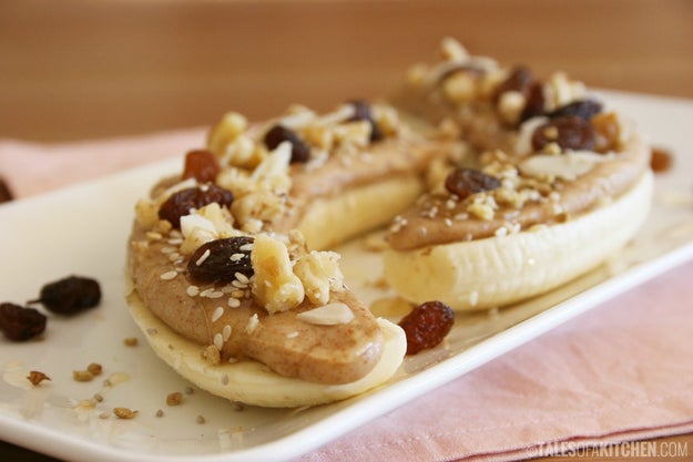 Almond Butter and Banana Open Sandwich