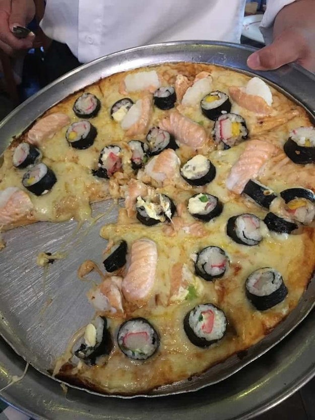 And this sushi on an actual pizza.