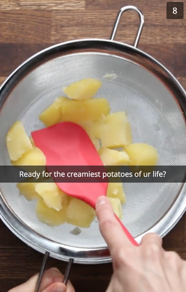 If you don't have a masher or a potato ricer, you can also use a fine mesh sieve to mash your potatoes.