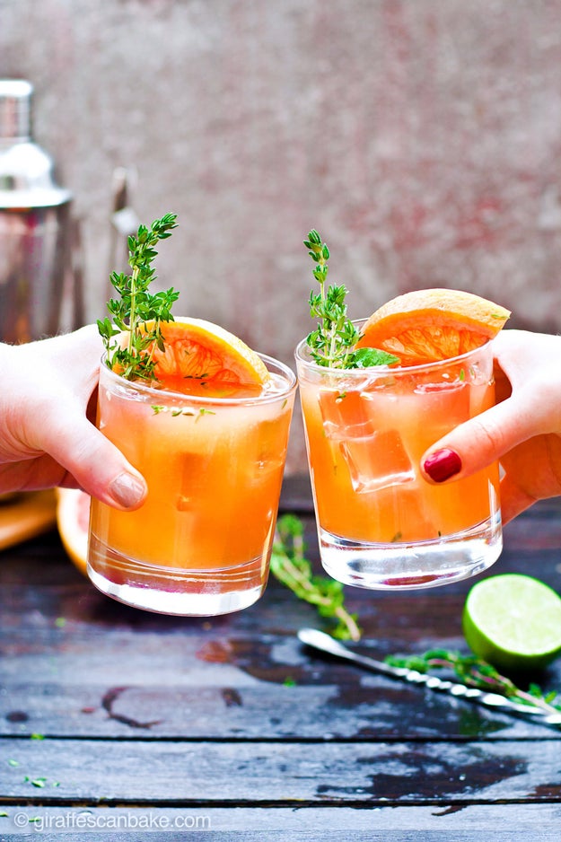 Grapefruit and Thyme Bourbon Smash