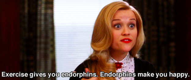 But things took a turn when he hung up the phone and thought about a line from the film: "Exercise gives you endorphins. Endorphins make you happy."